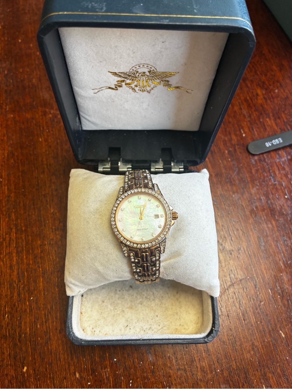 Citizen Eco-Drive Watch Women 28mm MOP Dial Rose Gold Tone Date EW1228-53D Runs